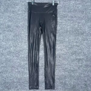 Spanx Small Black Faux Leather High Waist Skinny Slimming Stretch Legging Pants